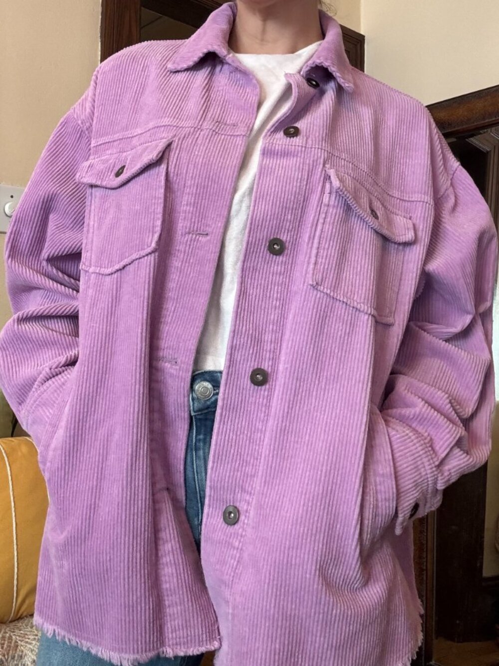Zara Lavender Purple Corduroy Jacket, Small